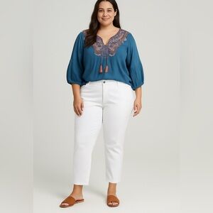 JUNAROSE White Ankle Jeans – Size 22 (EU 52 / UK 24 / US 22)